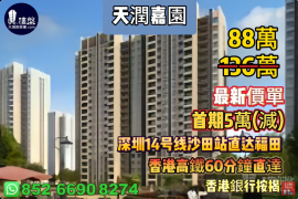 惠州天润嘉园，首期5万(减)，深圳地铁14号线沙田站直达福田，香港高铁60分钟直达，香港银行按揭，最新价单